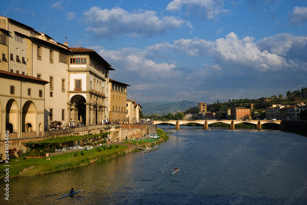 Italy, Florence. Kayakers on River Arno. Florence, Italy. Credit as: Dennis Flaherty / Jaynes Gallery / DanitaDelimont. com
