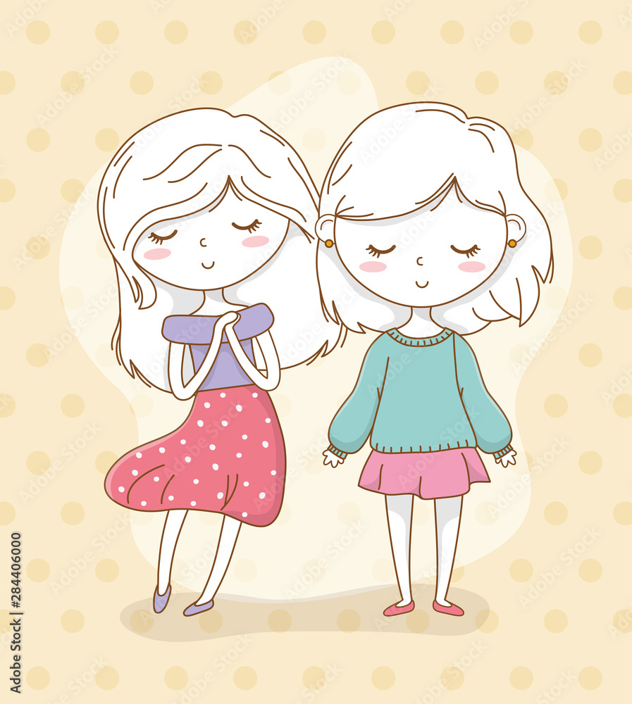 beautiful little girls couple with pastel colors beautiful little girls couple with pastel colors