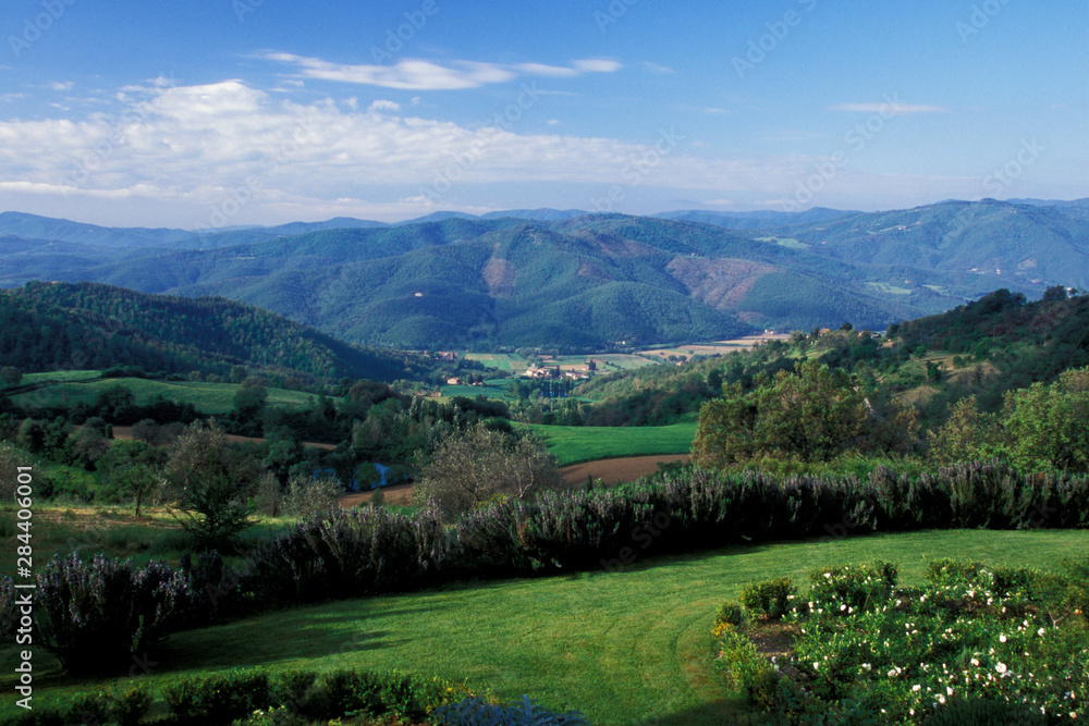 Italy, Umbria, Perugia. Scenic rolling hills.