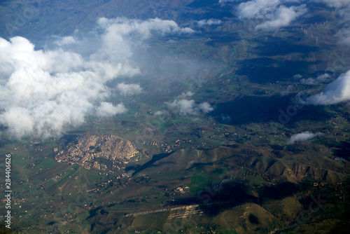 Italy, Sicily, aerial view of central Sicily, villages and countryside. © Michele Molinari/Danita Delimont