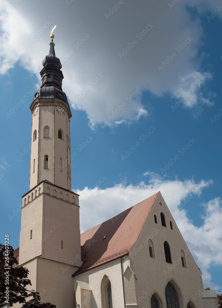 St. Pauls church in Historic old town of Zittau, Saxony, Germany. Summer sunny day, blue sky
