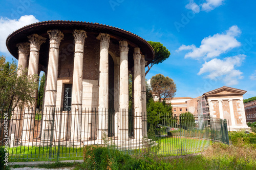 Temple of Hercules Victor, and Temple of Portunus or Temple of Fortuna Virilis, Piazza St. Maria in Cosmedin, Rome, Unesco World Heritage Site, Latium, Italy