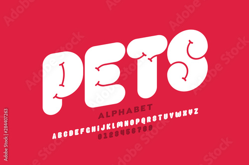 Pets style font design, alp...