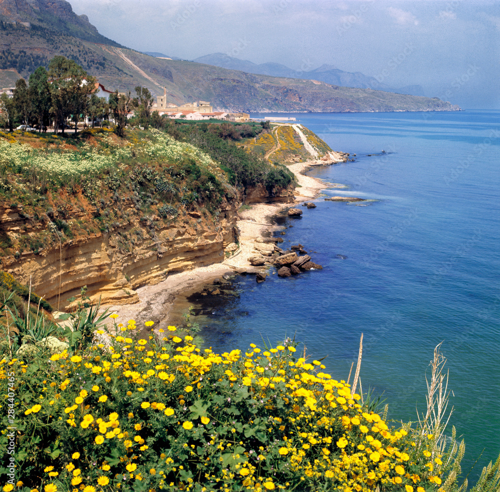Italy, Sicily. The north coast of Sicily in Italy, offers few beaches.
