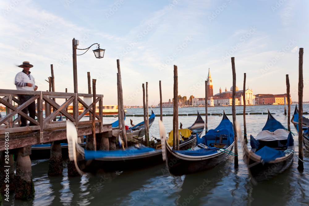 Gondolas, San Giorgio Maggiore, St Mark's basin, Venice