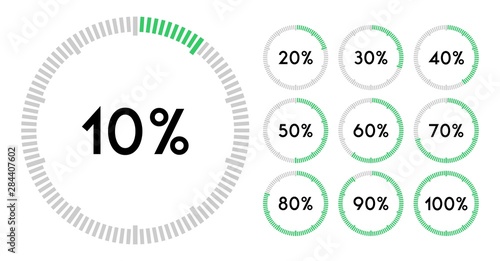 Percentage sign icon set vector,from 10 to 100 photo