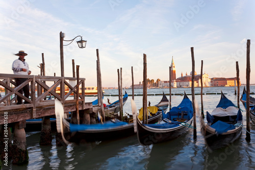 Gondolas, San Giorgio Maggiore, St Mark's basin, Venice © Peter Adams/Danita Delimont
