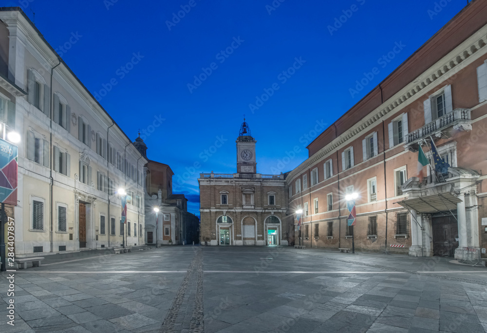 Italy, Ravenna, Piazza del Popolo at Dawn