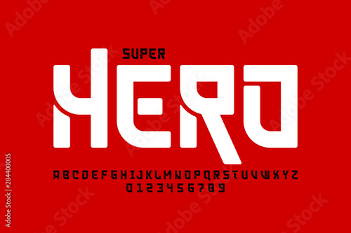 Comics super hero style font, alphabet letters and numbers