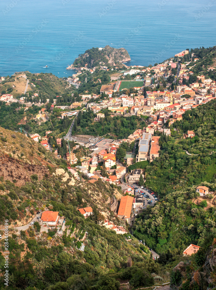 Views from the top of the lookout at Taormina, Castelmola