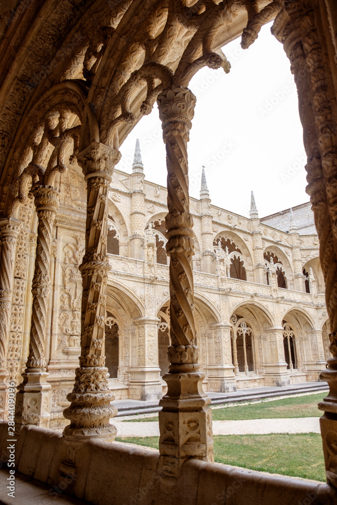 Portugal, Belem. Granada Monasterio De San Jeronimo. UNESCO World Heritage Site. Cloister views.