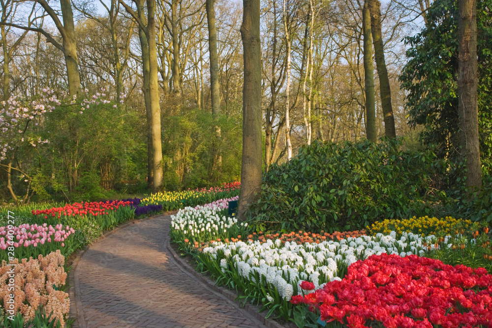 Netherlands, Lisse. View of Keukenhof Gardens. 