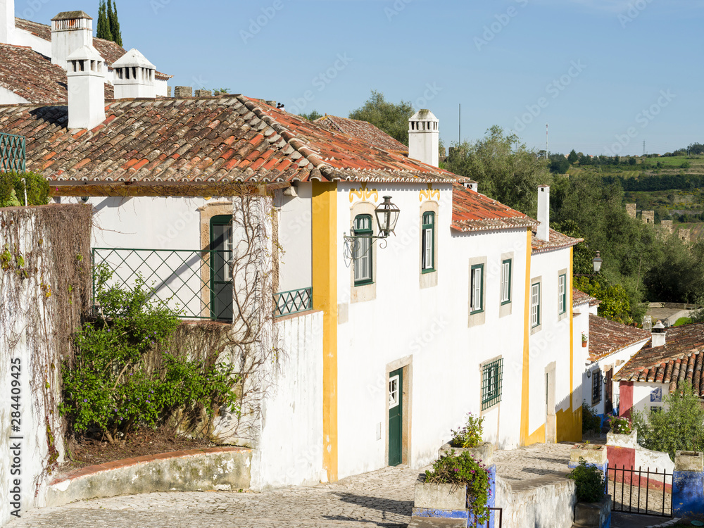 Historic small town Obidos with a medieval old town. Tourist attraction north of Lisboa, Portugal