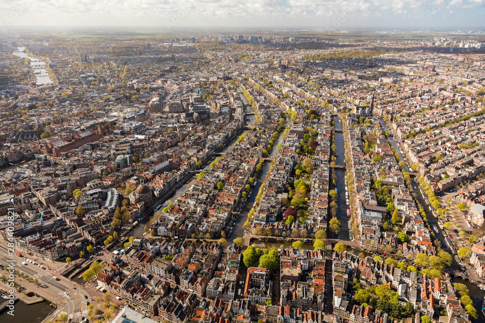 Amsterdam, Netherlands. Aerial view of the Old City Center