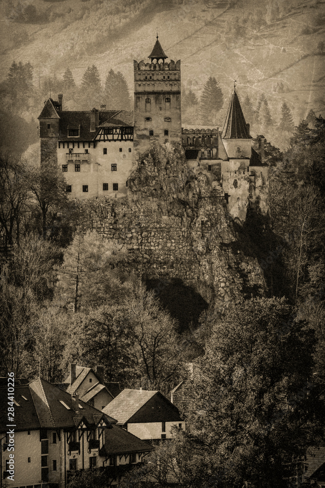 Transylvania, Romania, 13th century Castle Bran, associated with Vlad II the Impaler, Dracula. Queen Marie of Romania's later residence.