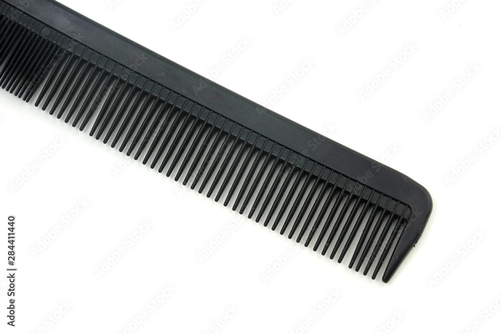 black hair comb isolated on white background.