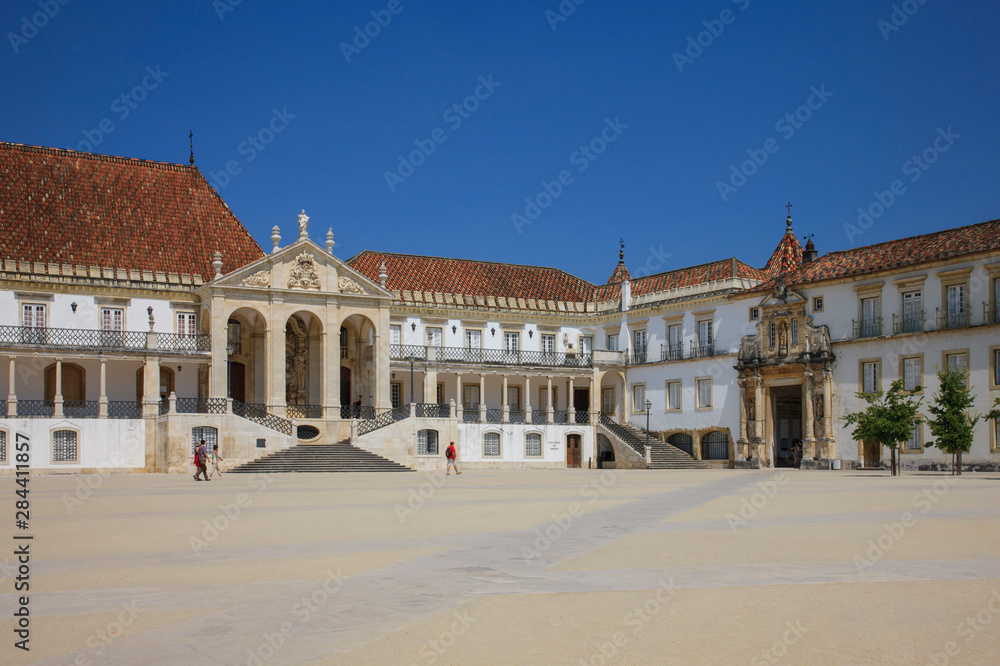 Courtyard of the one of the oldest universities in Portugal, in Coimbra, which houses the Joanina Library.
