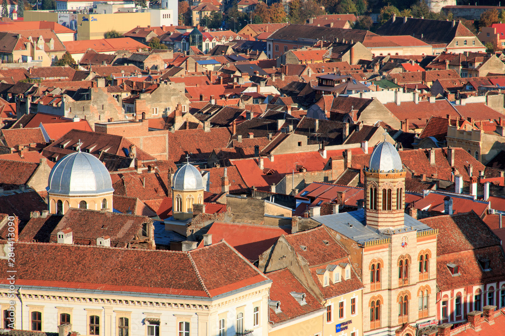 Romania, Brasov, Council Square, Piata Sfatului, clock tower, Brasov Historical Museum.