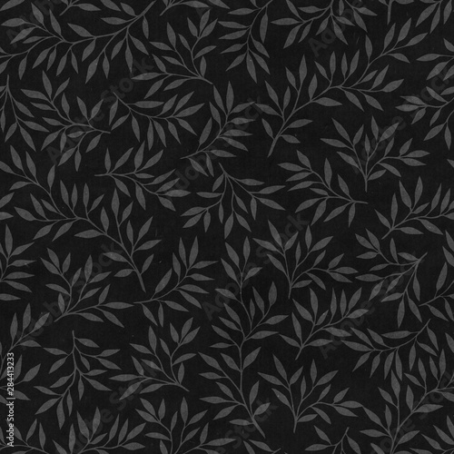 Wallpaper Mural Vintage wallpaper with leaves. Seamless pattern. Black paper texture.  Torontodigital.ca