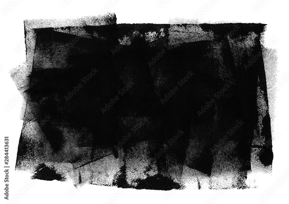 Fototapeta premium Abstract gouache backdrop for posters, cards, invitations, websites, wallpapers and other projects. Black texture isolated on white background. 