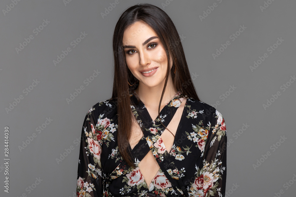 front portret of beaiutiful girl with charming smile front portret of beaiutiful girl with charming smile