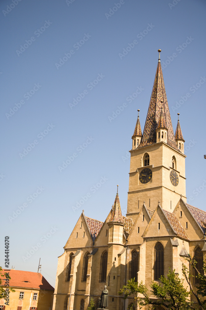 Romania, Sibiu. The Evangical Church of Sibiu, Old Town. 