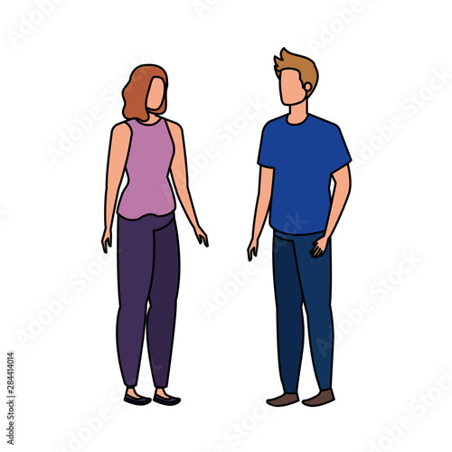 young lovers couple avatars characters