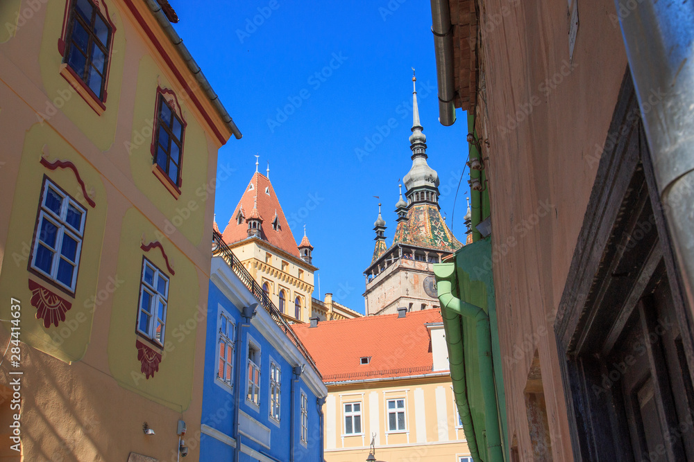Romania, Mures County, Sighisoara, clock tower, symbol of the town.