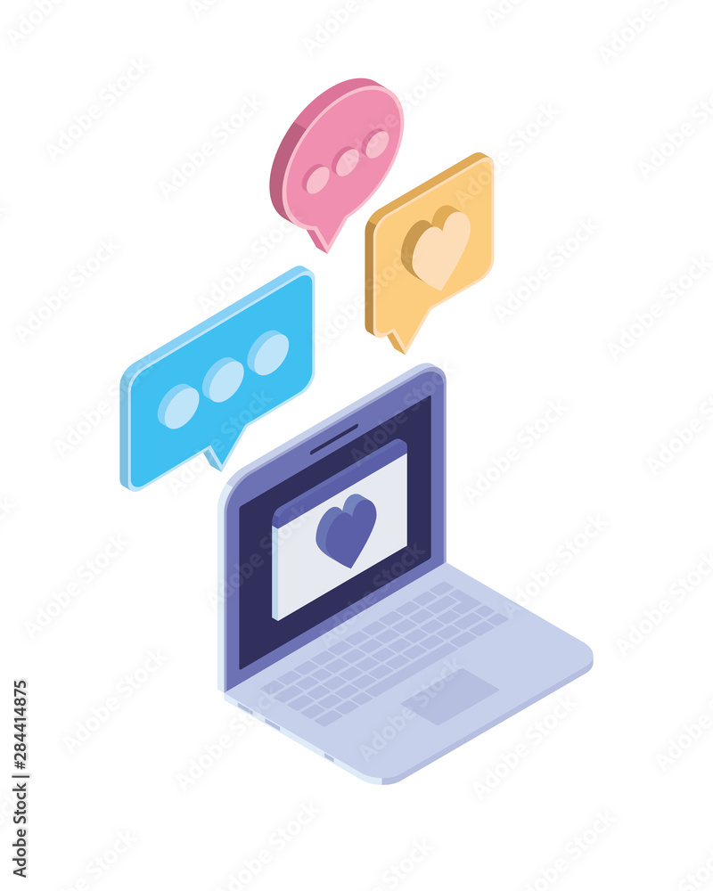 laptop with email notifications on white background laptop with email notifications on white background