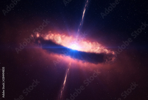 Bright, red-dark quasar in deep space. Elements of this image were furnished by NASA