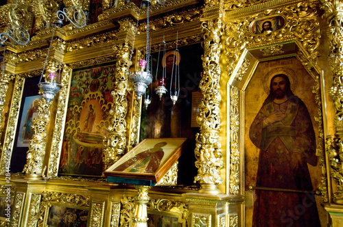 Russia, Golden Ring (aka Zolotoe Koltso), Sergiyev Posad (aka Sergiev), formerly Zagorsk. Trinity Monastery of St. Sergius. Church of St. Sergius (Refectory), interior. photo