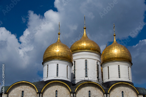 Russia, Moscow, The Kremlin. Cathedral of the Assumption (aka Uspensky sobor) founded in 1326.