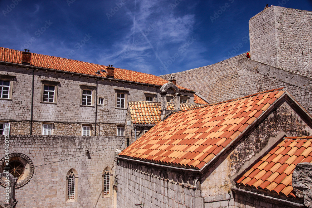 Dubrovnik, Croatia. Dubrovnik's ancient wall, terra cotta roofs, and churches
