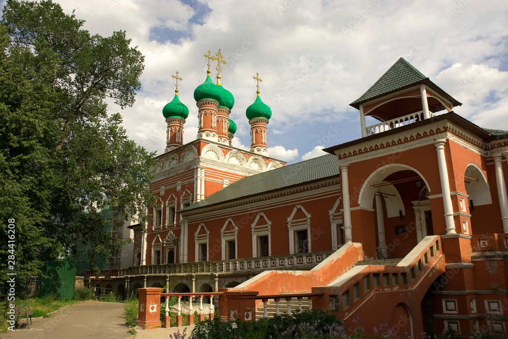 Russia. Moscow. Petrovsky district. Upper St. Peter Monastery. Green onion domes.