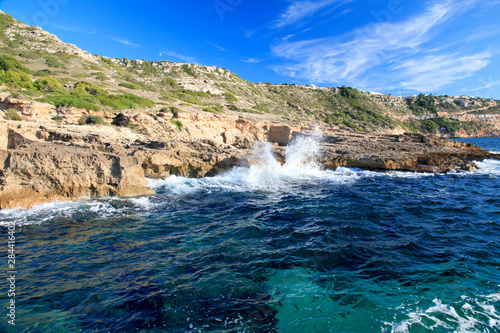 Spain, Balearic Islands, Mallorca, Cala Blava Coastline. photo