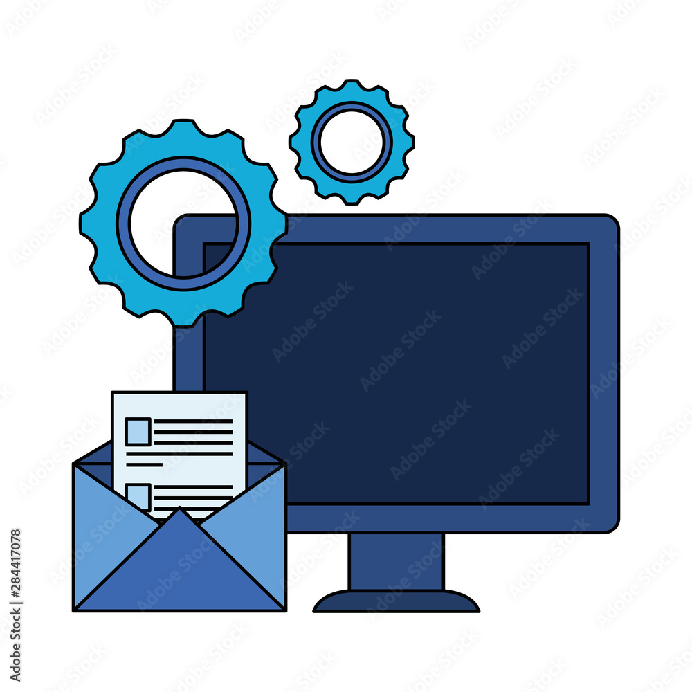 desktop computer with envelope mail desktop computer with envelope mail