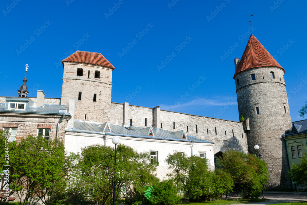 The old city walls of the Old Town of Tallinn, UNESCO World Heritage Site, Estonia, Baltic States The old city walls of the Old Town of Tallinn, UNESCO World Heritage Site, Estonia, Baltic States