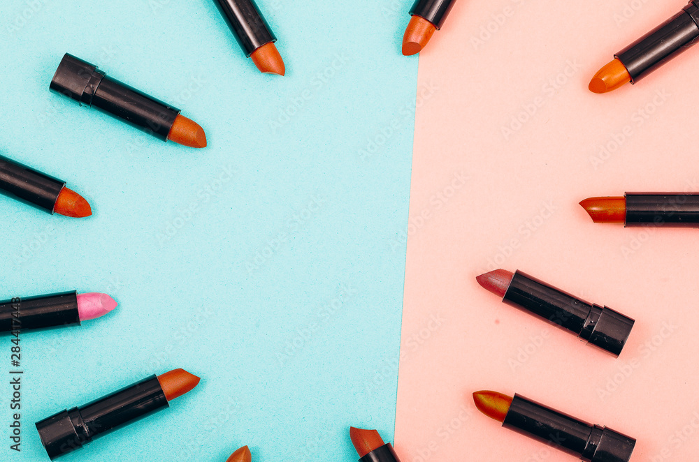 Lipstick. Woman tools. Beauty tools. Makeup. Background. Lipstick. Woman tools. Beauty tools. Makeup. Background.