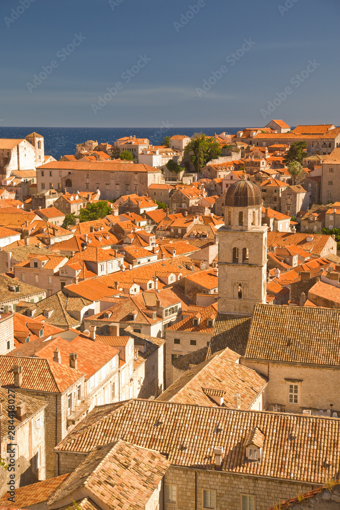 View from Old City Walls Walk, Walled City of Dubrovnik, Southeastern Tip of Croatia, Dalmation Coast, Adriatic Sea, Croatia, Eastern Europe