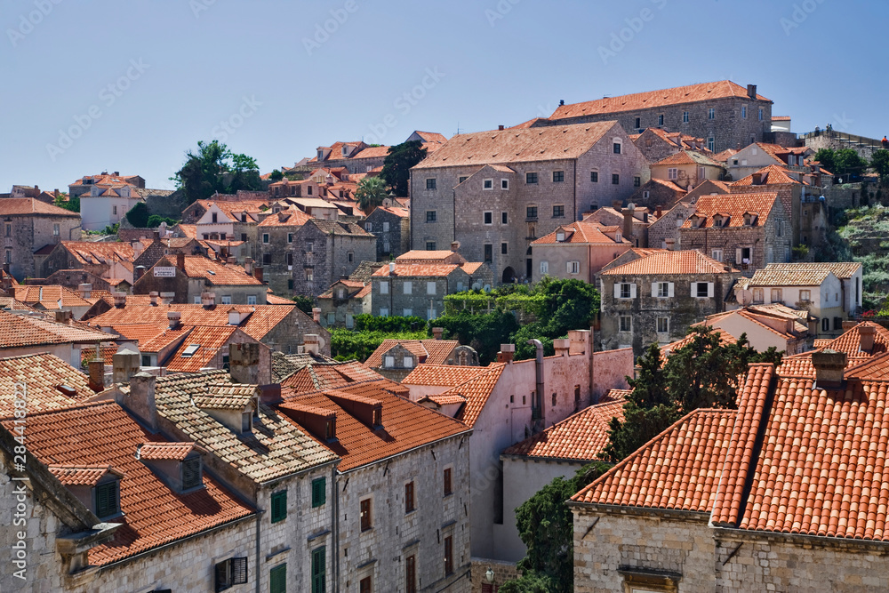Elevated view of Old Town Dubrovnik, Croatia a UNESCO World Heritage Site
