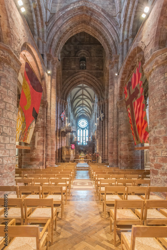 UK, Scotland, Orkney Island, Kirkwall. St. Magnus Cathedral Interior completed in the 12th century when Orkney was part of the Kingdom of Norway