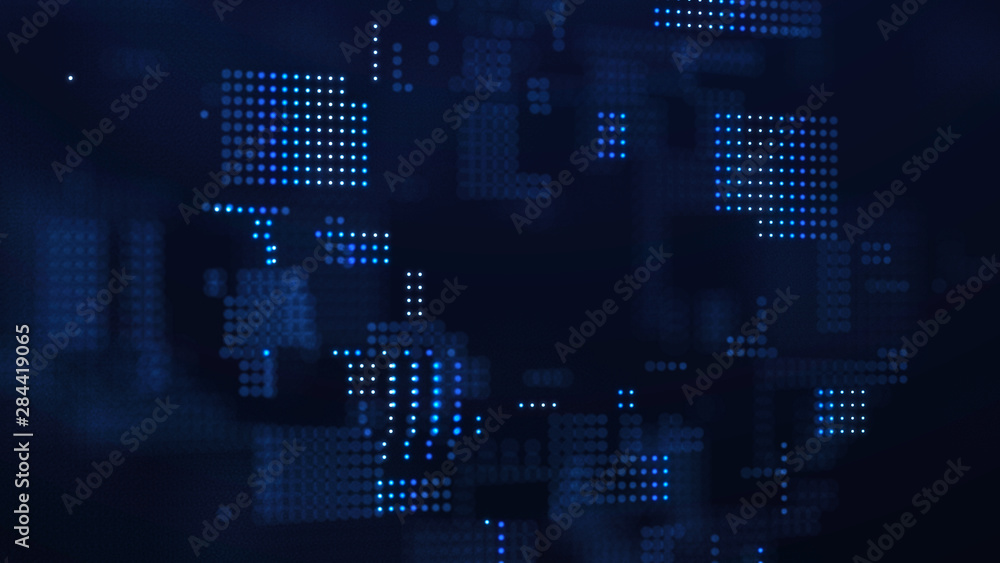 Abstract technology background. Big data digital code. Futuristic dots background. 3d rendering.