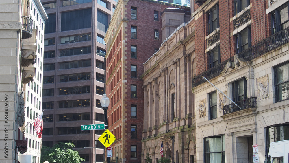 Boston, USA: Neue Architektur und historische Gebäude der Innenstadt