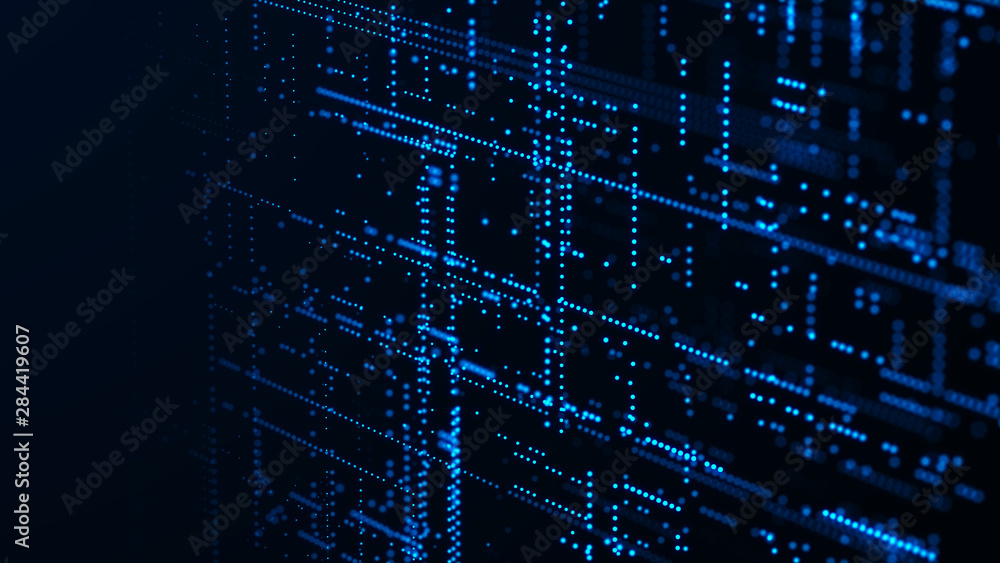 Abstract technology background. Big data digital code. Futuristic dots background. 3d rendering. Abstract technology background. Big data digital code. Futuristic dots background. 3d rendering.