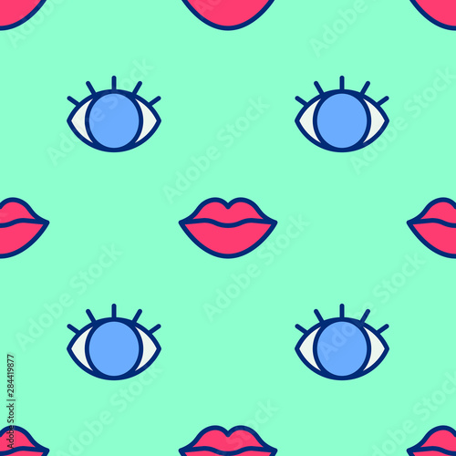 Eyes and lips seamless pattern. Vector Illustration