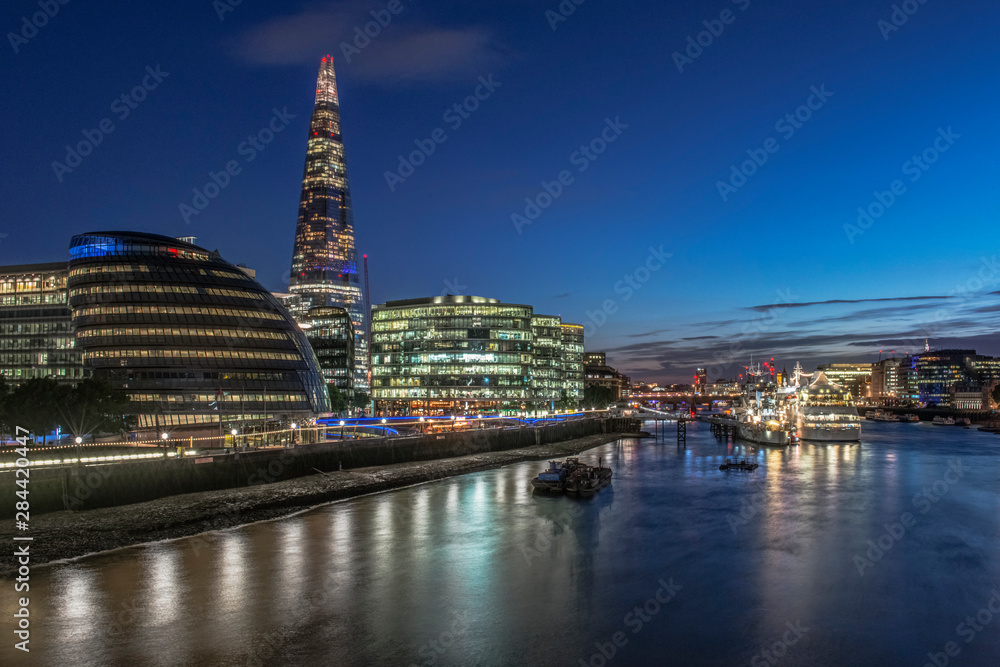 UK, London. South Bank of the Thames River at twilight