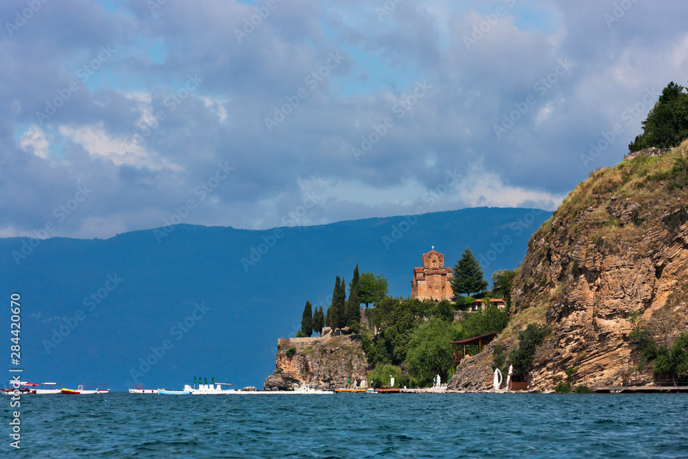 Church of St. John the Theologian at Kaneo on the shores of Lake Ohrid (UNESCO World Heritage Site), Republic of Macedonia.