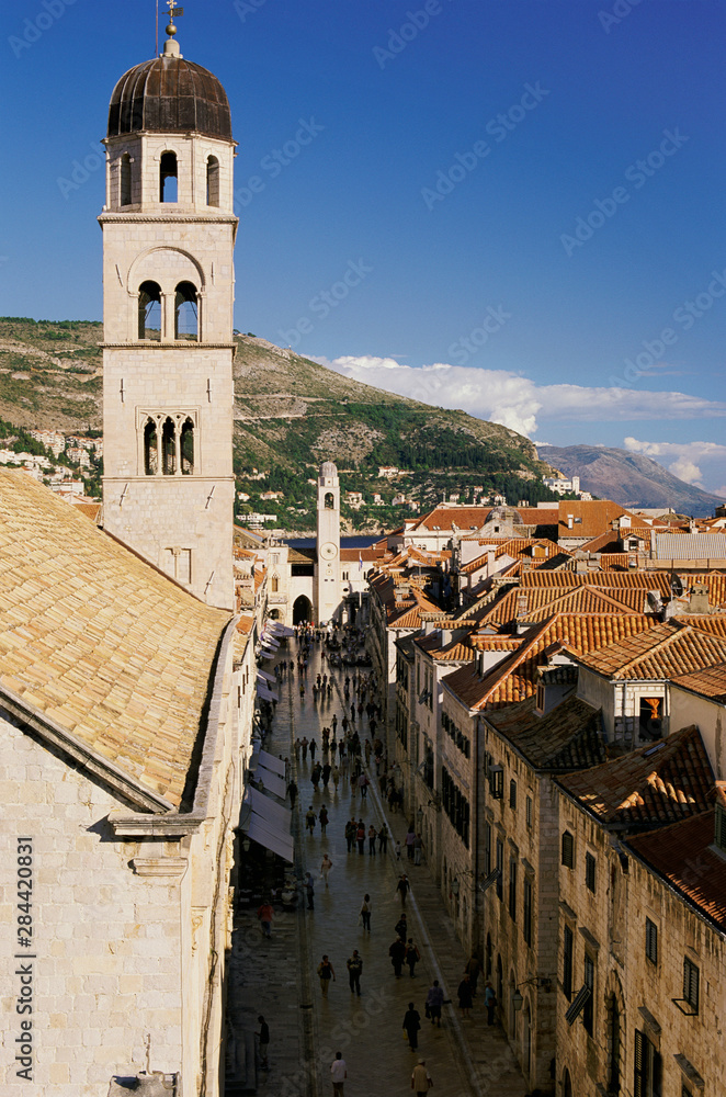 Elevated View of a Street in Dubrovnik, Croatia