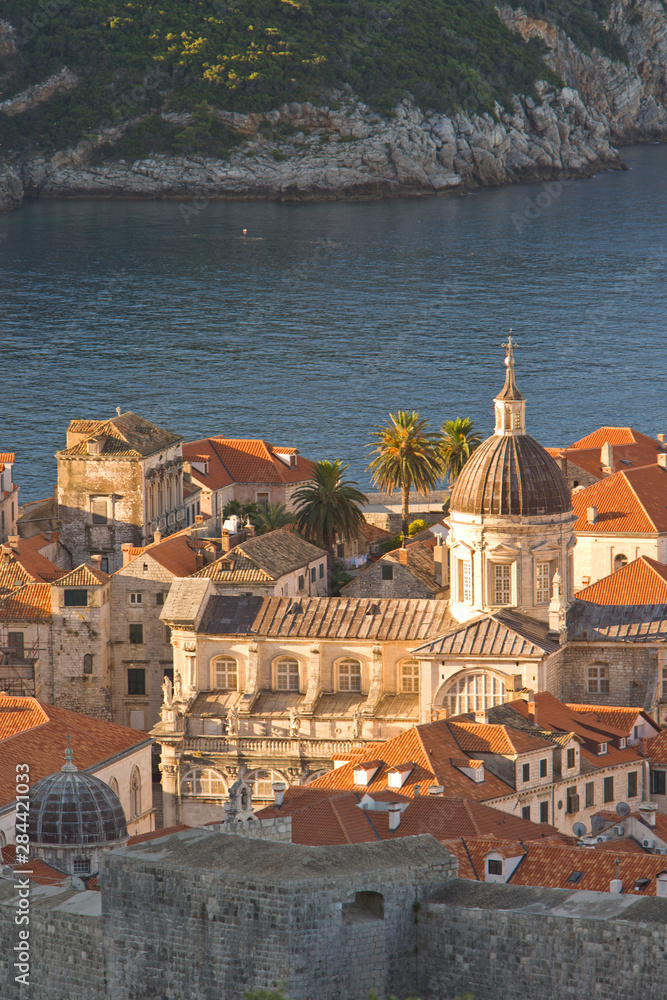 Fototapeta premium CROATIA, Dubrovnik. Overview of the Walled City of Dubrovnik.