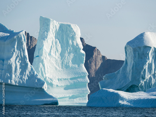 Icebergs in the Uummannaq fjord system, northwest Greenland.